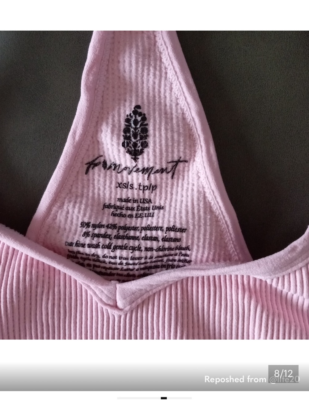 Free People Light Pink Ribbed Racerback Crop Tank - Picture 2 of 2
